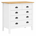 Modernes Sideboard aus Kiefernholz mit 5 Schubladen, weiß und honigfarben, 79x40x80 cm
