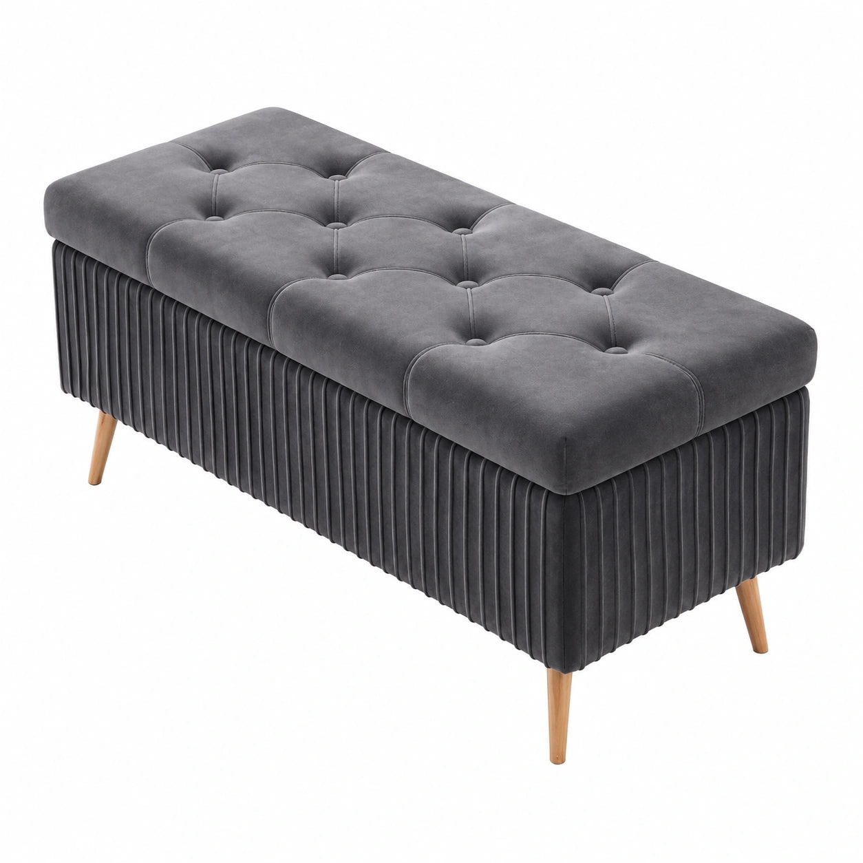 Samtpolsterbank mit Stauraum, 120 cm, vielseitige Ottomane für Schlafzimmer, Wohnzimmer und Flur, Farbe N