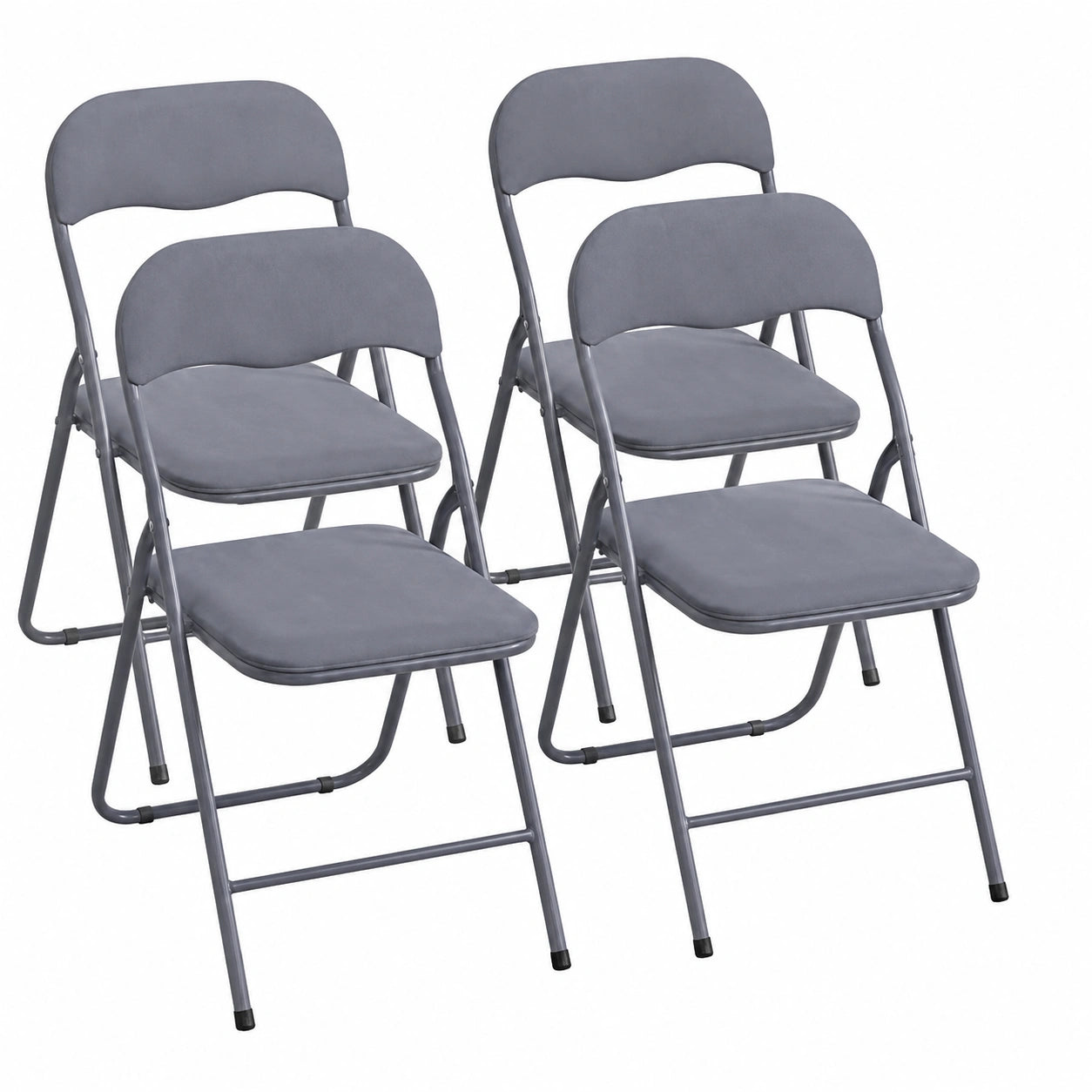 Moderner Samt-Klappstuhl 4er-Set in Grau | Gepolstert und bis 100 kg belastbar | Platzsparend für Küche, Balkon & Veranstaltungen