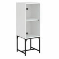 Moderner Beistellschrank mit Glastür, Weiß, Großer Stauraum, 35 x 37 x 100 cm