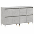 Moderne Küchenkommode aus Sperrholz, 2er Set, Betongrau