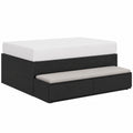 Moderner schwarzer Nachttisch aus Eiche mit Push-to-Open Schubladen, 75x36,5x16,5 cm, für Schlafzimmer, Flur und Gästezimmer
