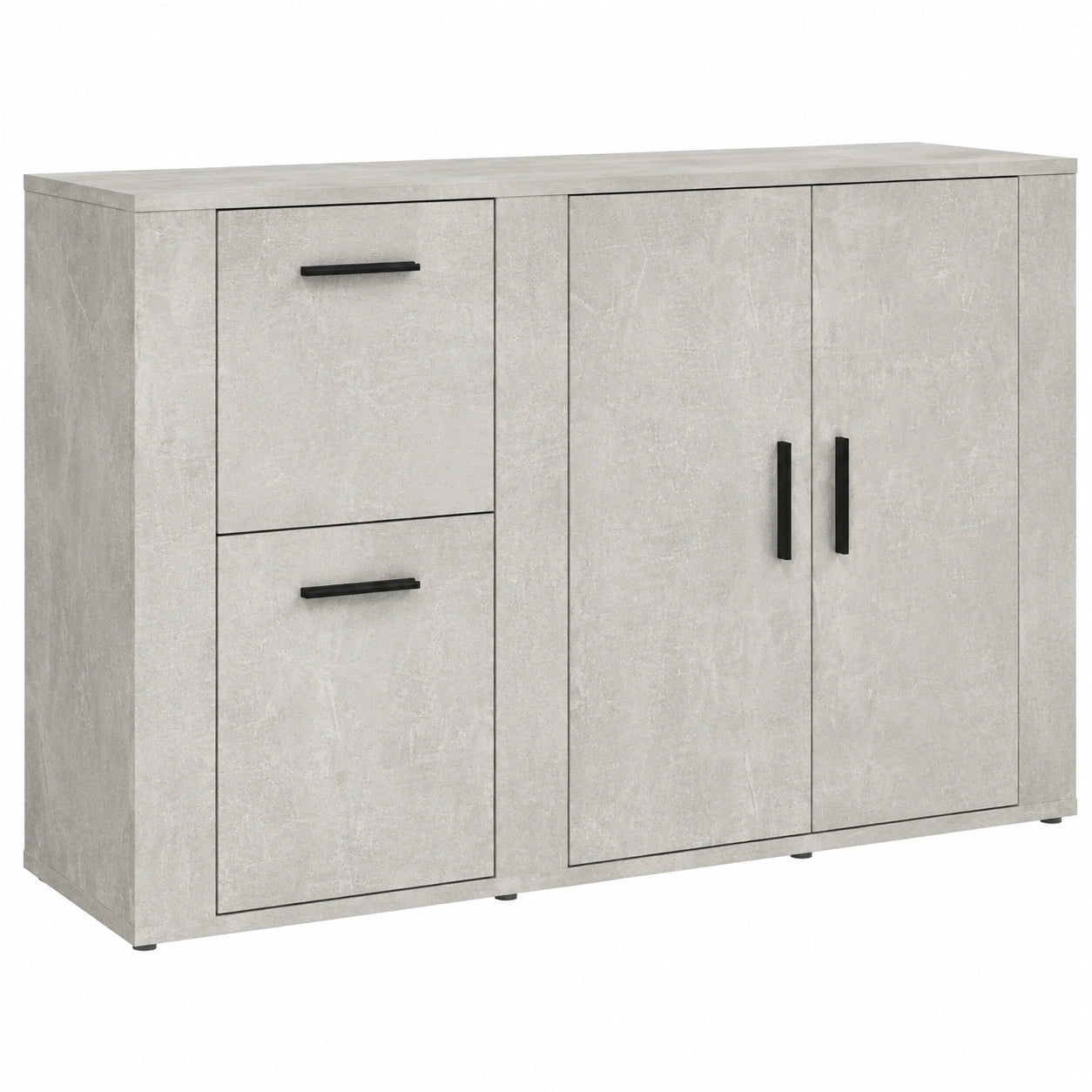 Moderner Sideboard in Betongrau, 100x33x59,5 cm, Langlebiges Beistellmöbel aus Holzwerkstoff für Wohnzimmer, Flur oder Esszimmer