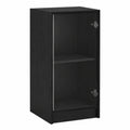 Eichenholze Vitrine in Schwarz mit Glastüren, großer Stauraum, 35 x 37 x 76 cm