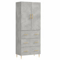 Homgoday Moderner Sideboard, Holz, Betongrau, 70x35x180 cm, ideal für Esszimmer und Wohnzimmer