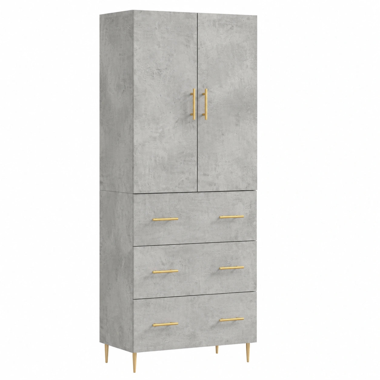 Homgoday Moderner Sideboard, Holz, Betongrau, 70x35x180 cm, ideal für Esszimmer und Wohnzimmer