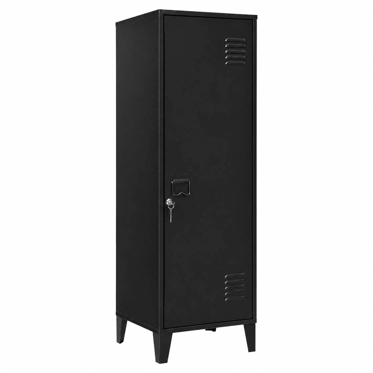 Industriedesign Kleiderschrank Ester mit schwarzen Metalltüren