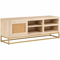 Moderner TV-Schrank aus Mangoholz und Eisen, 110x30x40 cm, Viel Stauraum