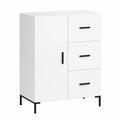 Modernes Hochglanz-Sideboard aus Sperrholz, Weiß, 69,5 x 34 x 90 cm, für Küche und Wohnzimmer
