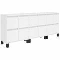 Homgoday 3-teilige Sideboards aus weißem Sperrholz, Hochglanz, Küchenschrank und Anrichte