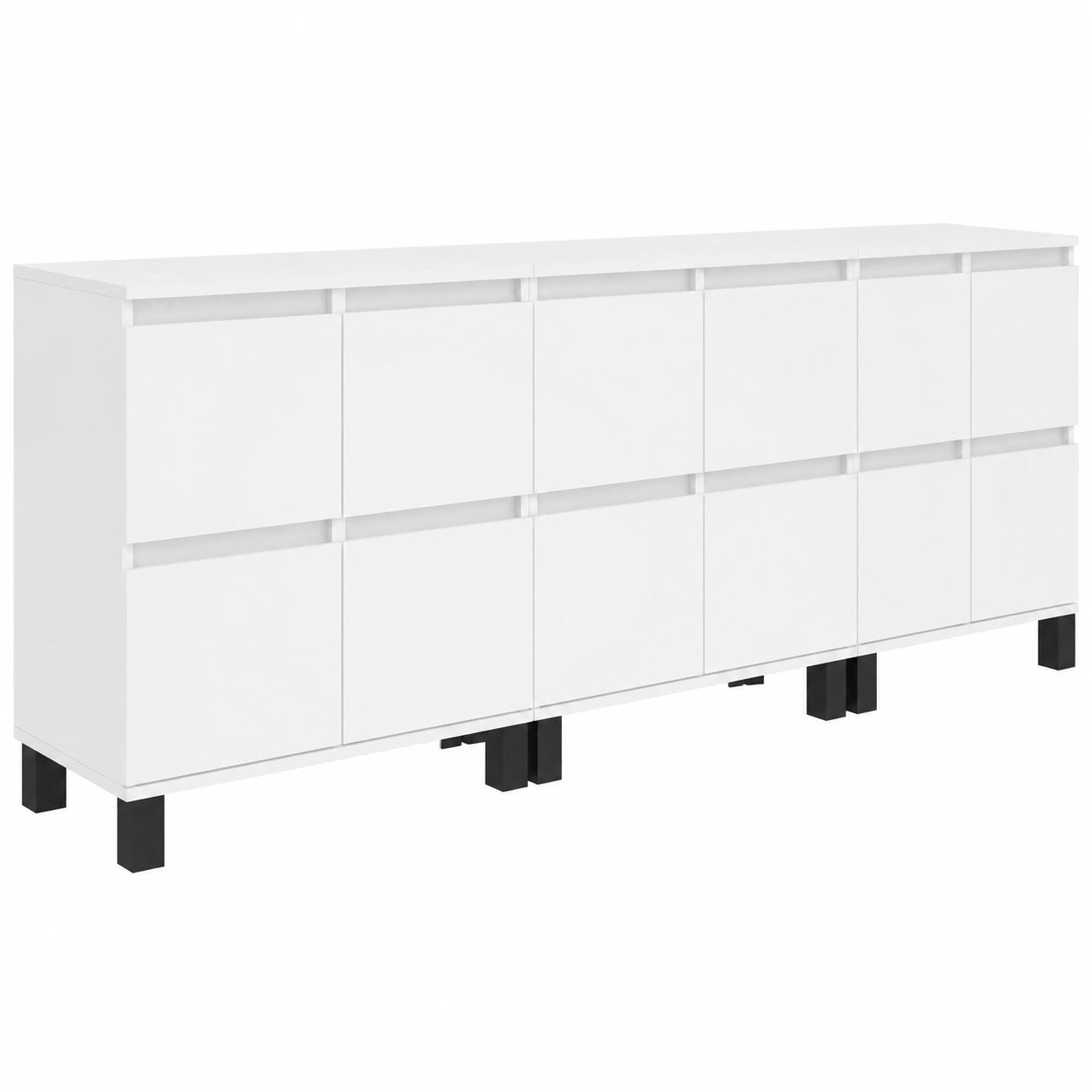 Homgoday 3-teilige Sideboards aus weißem Sperrholz, Hochglanz, Küchenschrank und Anrichte