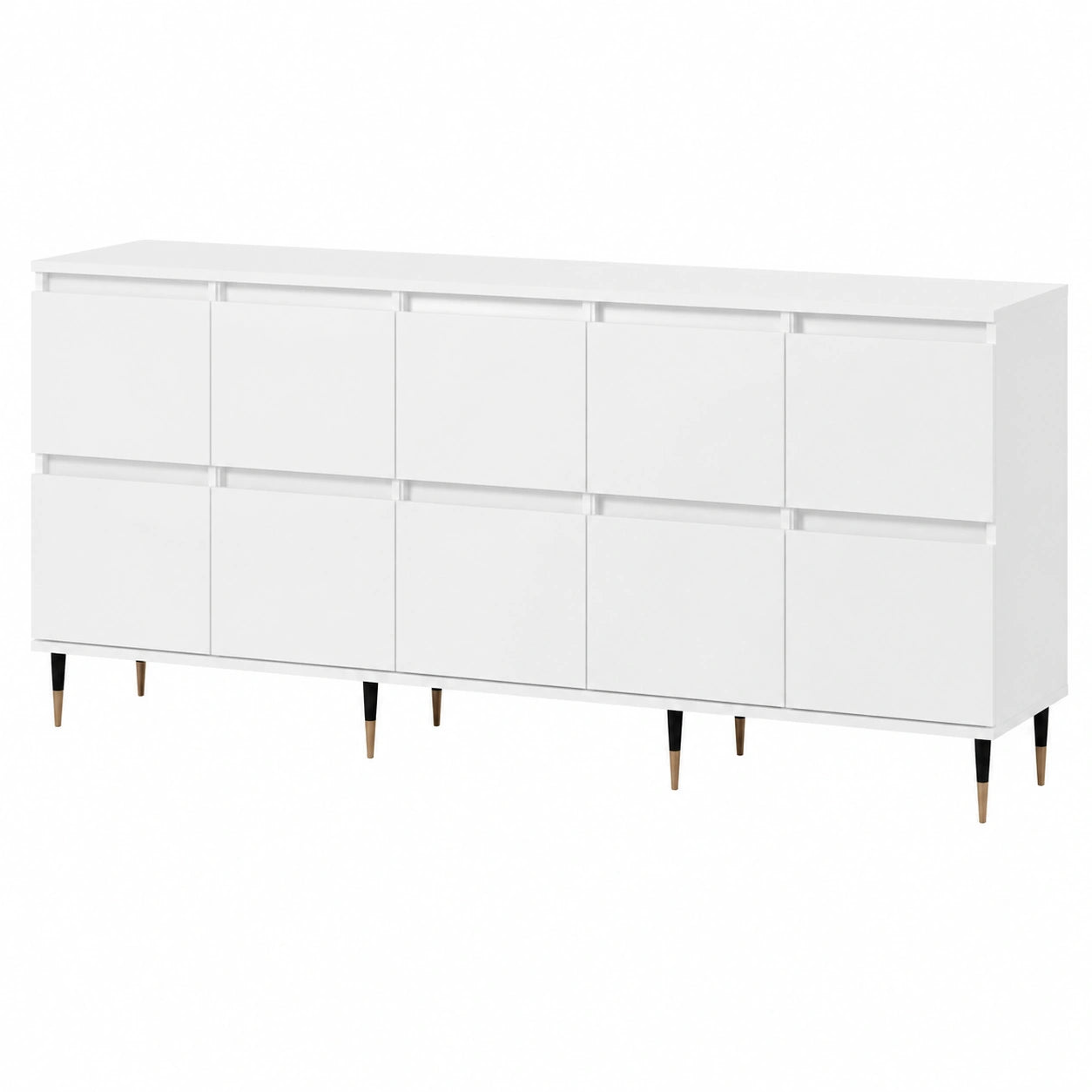 Modernes 3-teiliges Sideboard Set in Weiß aus Sperrholz - Küchenschrank und Esszimmerkommode