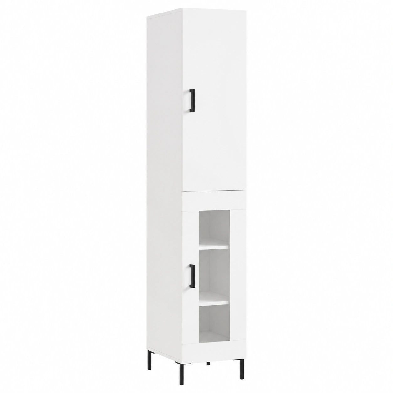 Homgoday Elegantes Sideboard aus Weißem Sperrholz, 34,5 x 34 x 180 cm - Vielseitiges Küchenmöbel, Kommode und Buffet