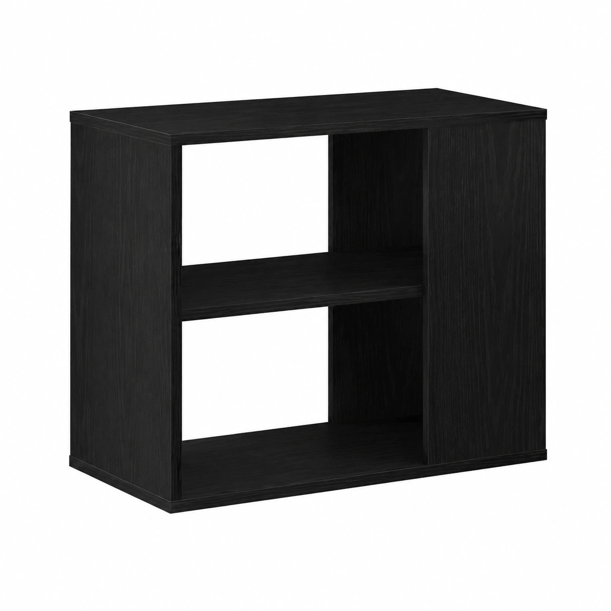 Schwarzer Vitrinenschrank mit 2 Regalböden, Beistelltisch für Ordnung und Aufbewahrung, 60 x 30 x 50 cm, aus Sperrholz
