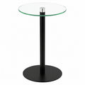 Moderner Glas-Beistelltisch Schwarz Matt 20x20x40cm - Robuster Wohnzimmertisch - Praktischer Sofatisch - Rundes Design