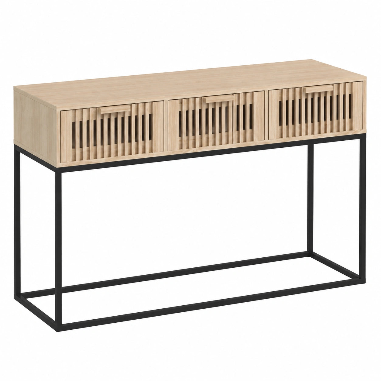 Moderner Konsolentisch mit 3 Schubladen aus Holzwerkstoff und Eisen, 105x30x75 cm