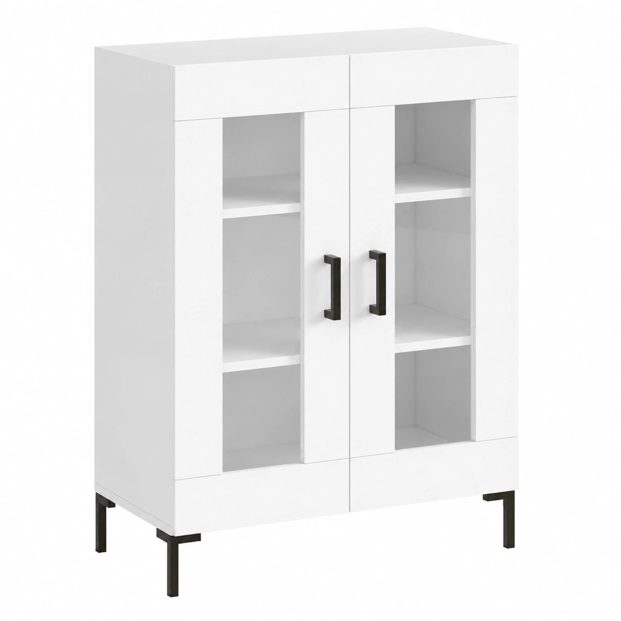 Homgoday Hochglanz Sideboard, Weiß, 69,5 x 34 x 90 cm, Küchenschrank & Wohnzimmermöbel