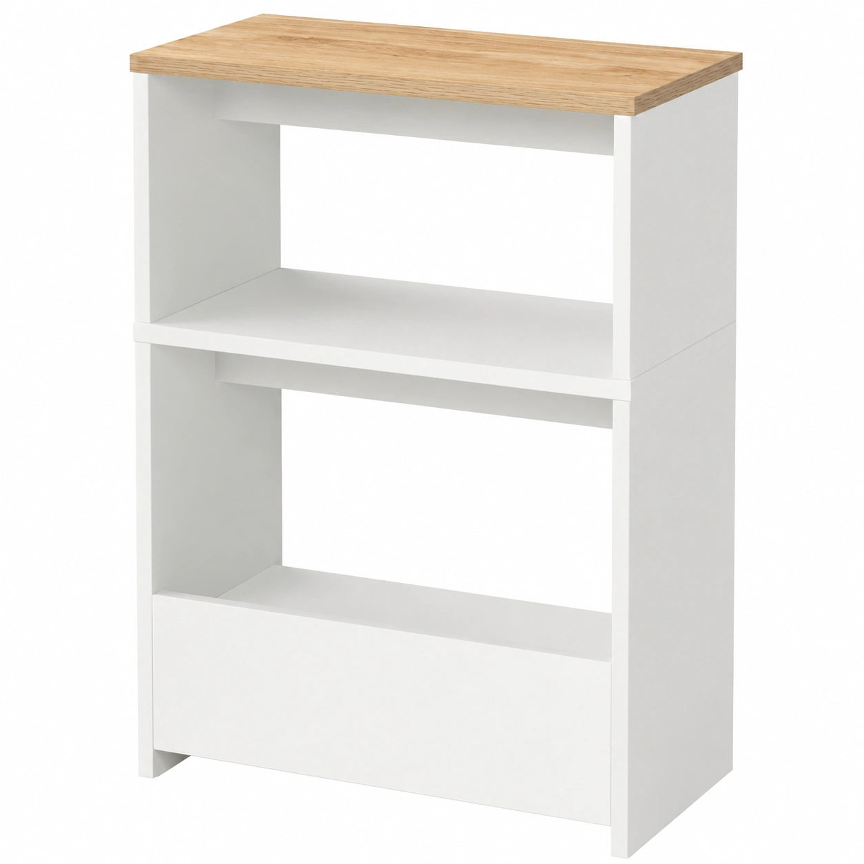 MAHANCRIS Vielseitiger Beistelltisch mit Stauraum, Weiß & Natur, für Wohnzimmer, Schlafzimmer, Büro und Küche