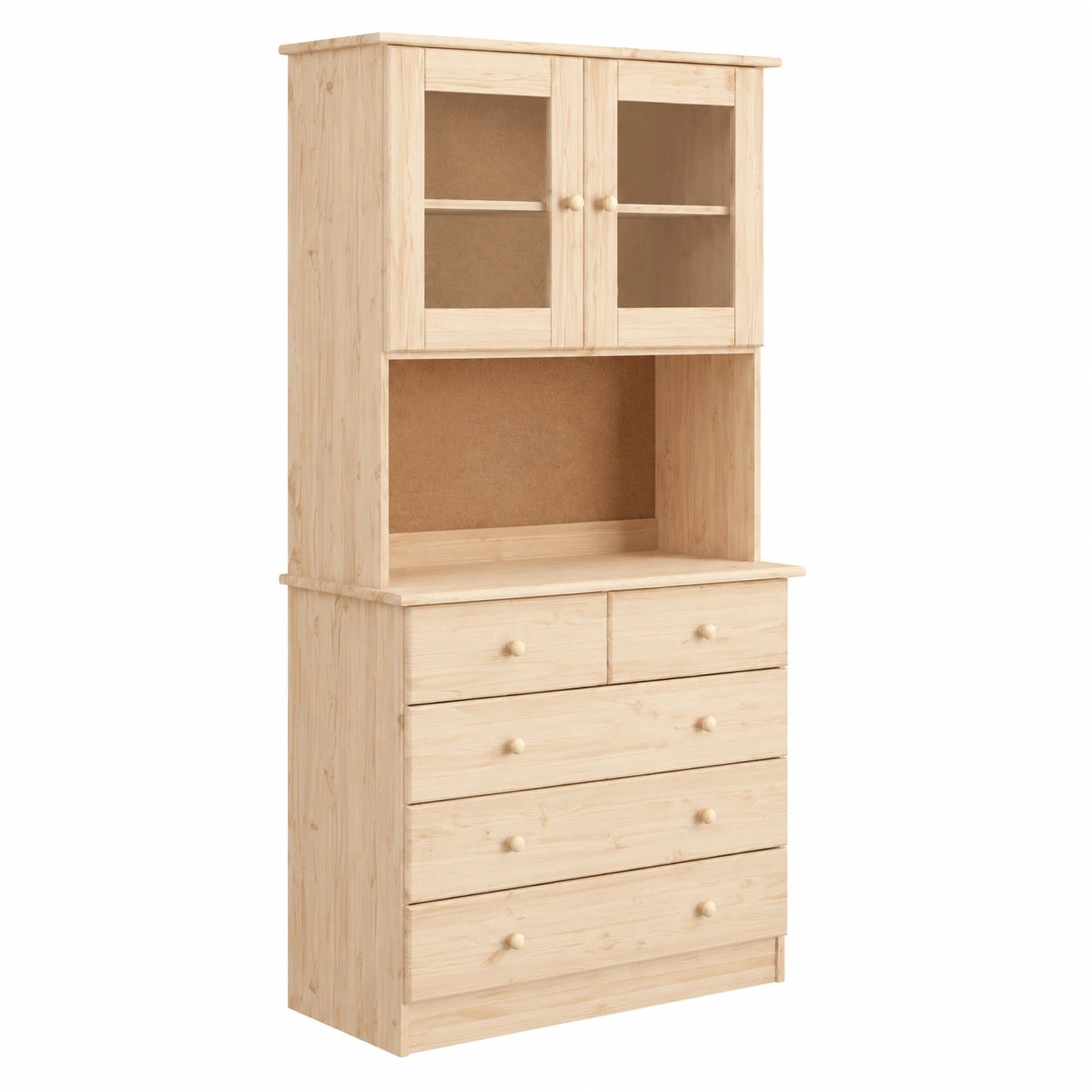 Homgoday Highboard aus massivem Kiefernholz, 77 x 35 x 165 cm, Schrank für Küche oder Wohnbereich