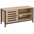 Modernes Lowboard aus Holz mit Schubladen und Ablagen im Industriestil, helles Eiche Sonoma