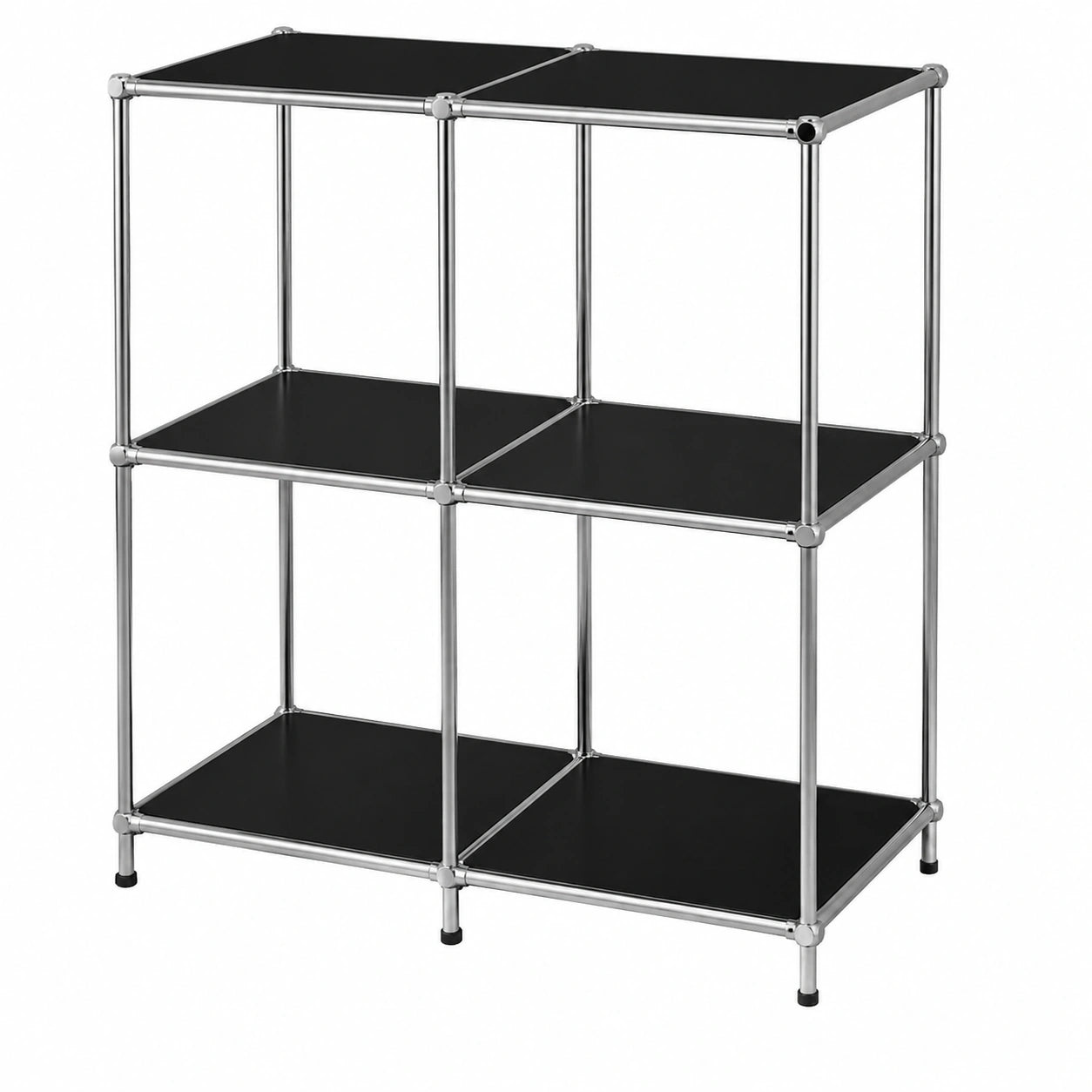 Modulares Metallregal Schwarz/Chrom 80x80x40 cm – Modernes Design für Wohnzimmer, Büro, Flur