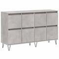 Homgoday Beistellschränke aus Sperrholz, 2er Set, Betongrau, Küchenschrank, Esszimmerbuffet