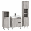 Moderner Badezimmerschrank, Sperrholz, Sonoma Eiche, Grau, 30x30x190 cm