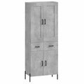 Homgoday Küchenschrank aus Sperrholz, Betonoptik, Grau, 70x34x180 cm, Sideboard und Mehrzweckkommode