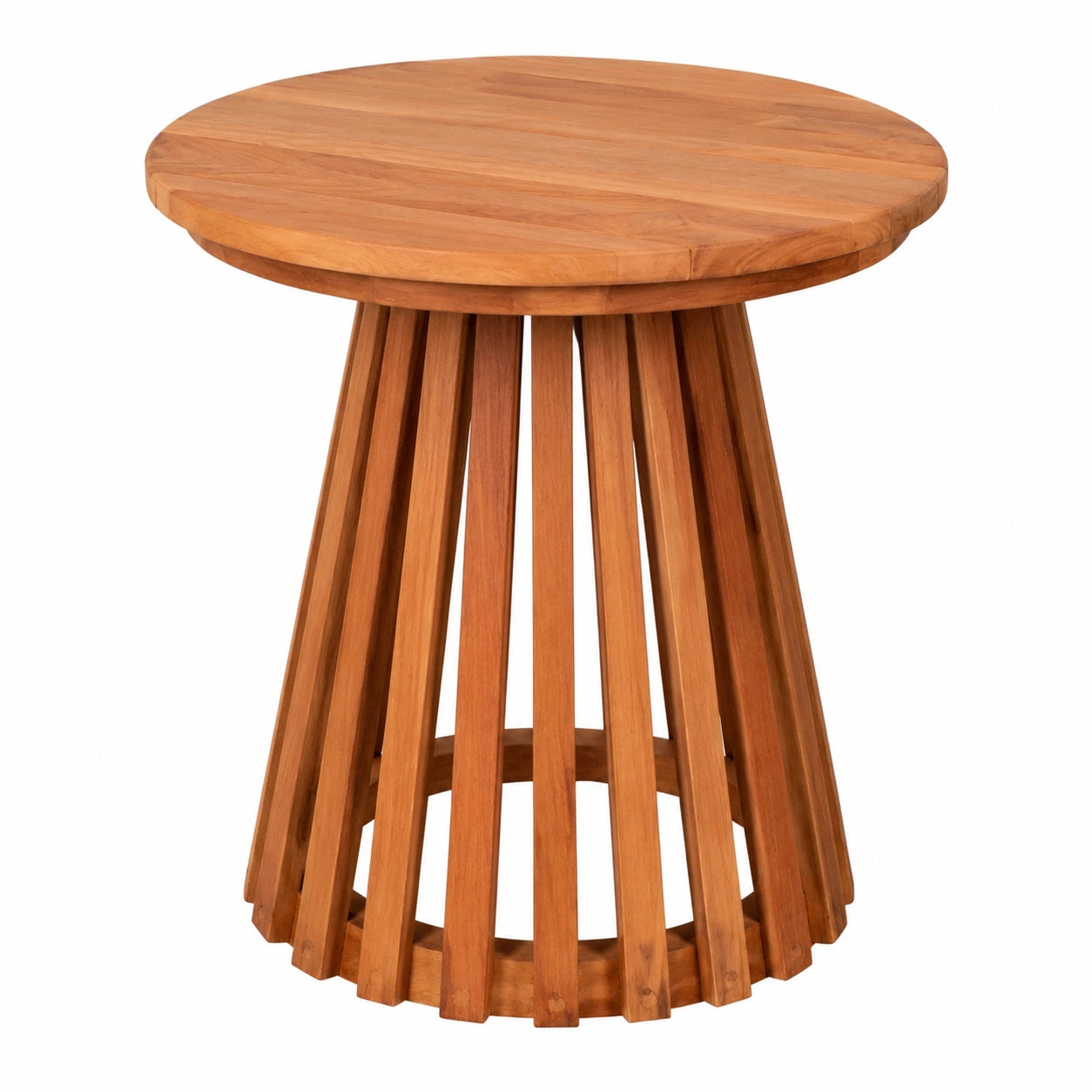 MR. DEKO Runder Teakholz Beistelltisch 50x50x50 cm - Wetterfeste Outdoormöbel für Garten und Terrasse