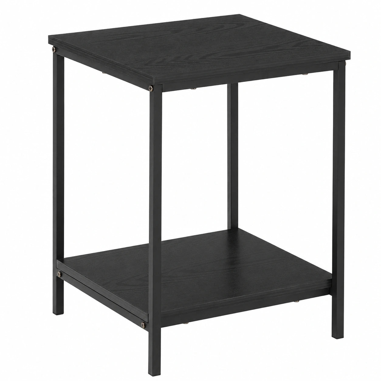 Moderner Beistelltisch mit Ablage und Stahlrahmen, 40 x 40 x 51 cm, Schwarz