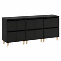 Homgoday Sideboards Set aus 3, Schwarz Sperrholz, 60x35x70 cm, Vielseitiger Küchenschrank