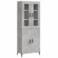 Moderner Sperrholz-Hochschrank in Grau und Betonoptik, 69,5 x 34 x 180 cm, vielseitig verwendbar als Beistellmöbel im Esszimmer, Wohnzimmer oder Küche