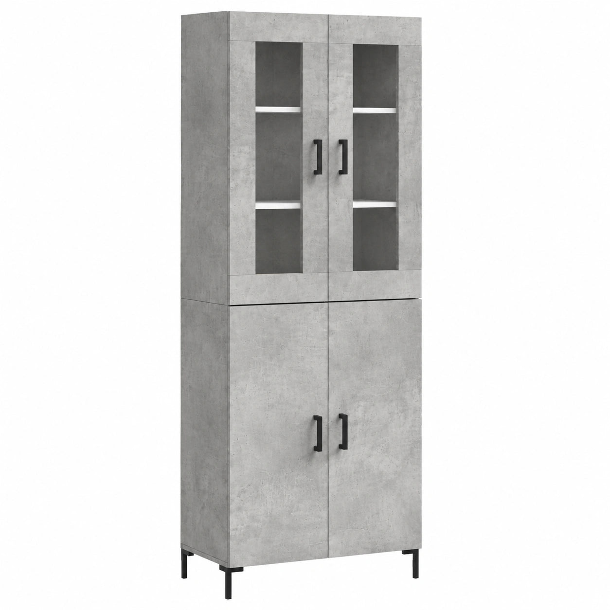 Moderner Sperrholz-Hochschrank in Grau und Betonoptik, 69,5 x 34 x 180 cm, vielseitig verwendbar als Beistellmöbel im Esszimmer, Wohnzimmer oder Küche