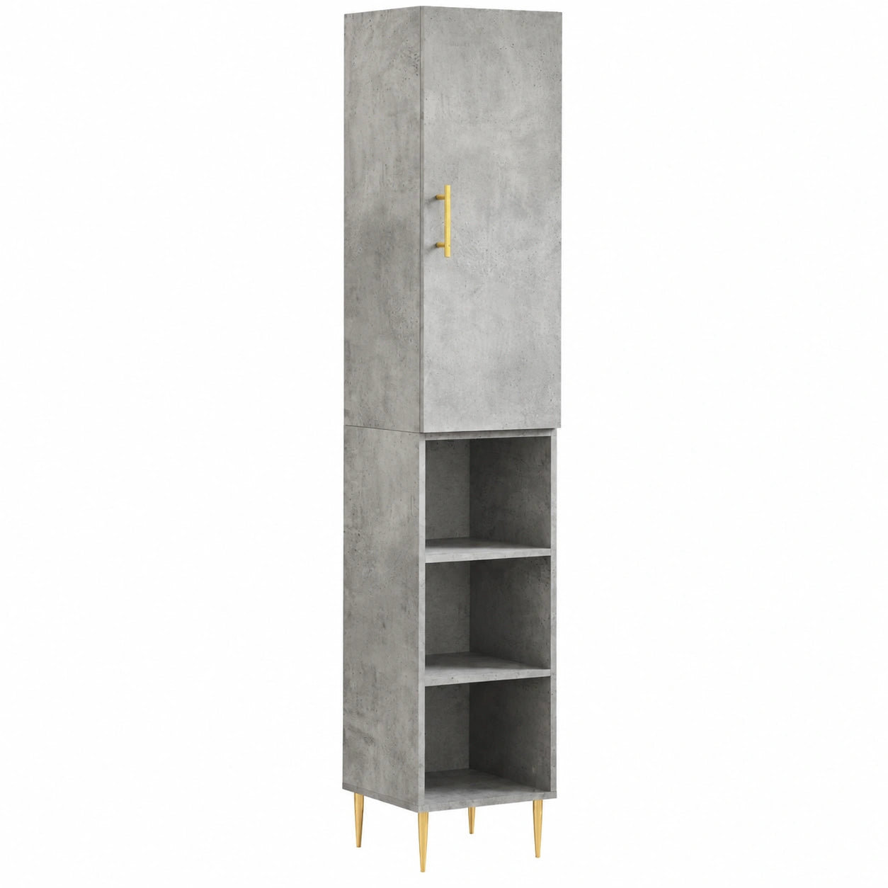 Homgoday Holz-Sideboard, betongrau, 34,5x34x180 cm, Küchenschrank, Anrichte